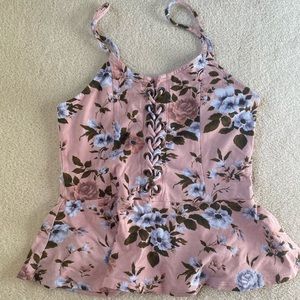 American Eagle Outfitters flare floral pink tank top women’s size XS